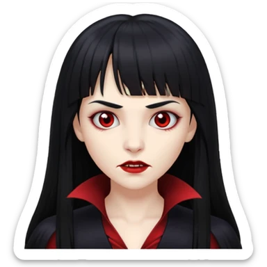 quero a foto de uma vampira com franja de cabelo preto sticker
