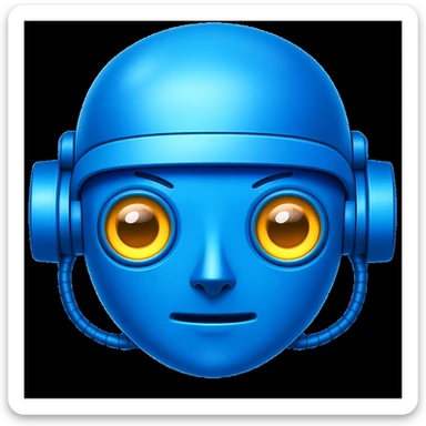 Change the robot to blue in the style of apple emojis, focusing on concise and clear color change to blue. sticker