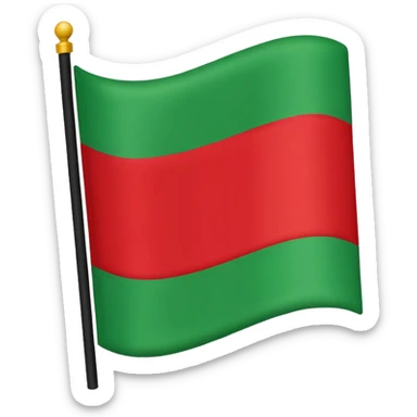 A flag with red on the top black in the middle and green on the bottom sticker
