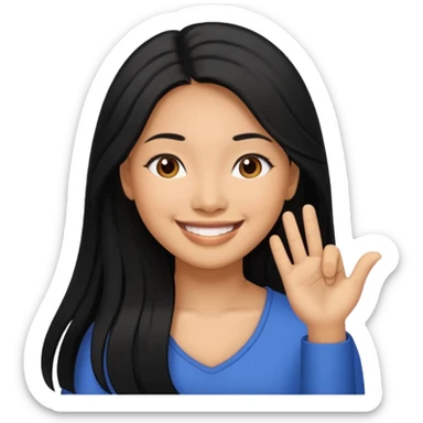 Philippines woman with long hair is enjoying  sticker