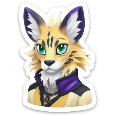 Epic Edgy Colorful ethereal eldritch Sergal-Serval-Vernid full body sticker