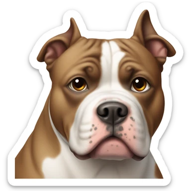 American bully dog that’s all white with a brown patch on the side of its face sticker