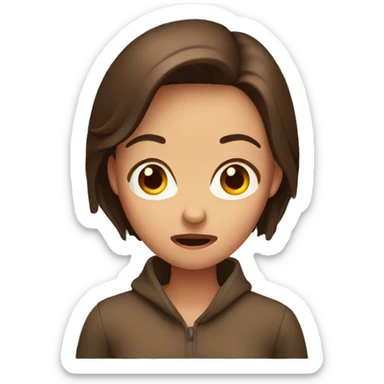 scared woman with brown hair  sticker