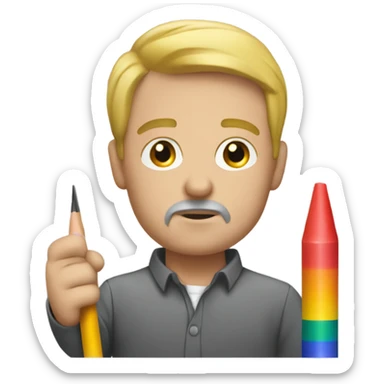 White man Mansplaining using crayons sticker