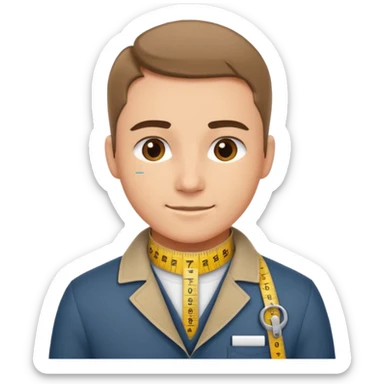 Tailor with Measuring Tape around neck pose sticker