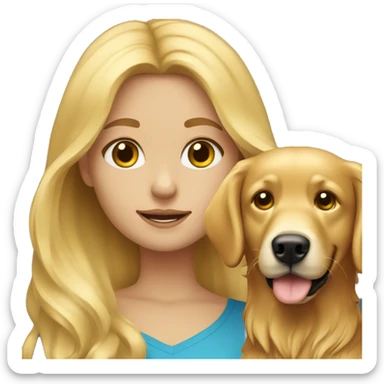 Blonde girl with golden retriever sticker