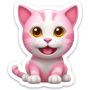 pink cat with pulse heart animation sticker