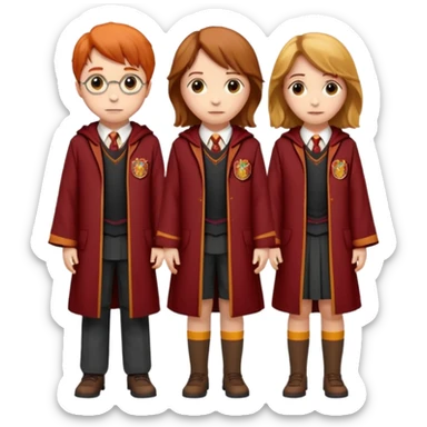 harry potter, ronald weasley and hermione granger in gryfinndor uniform sticker