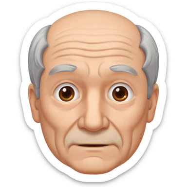 señor muy mayor pelo gris sin bigote con poco pelo sticker