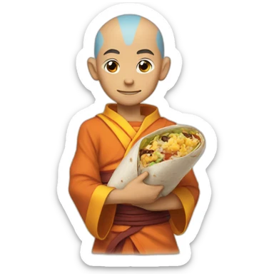 aang with a burrito sticker