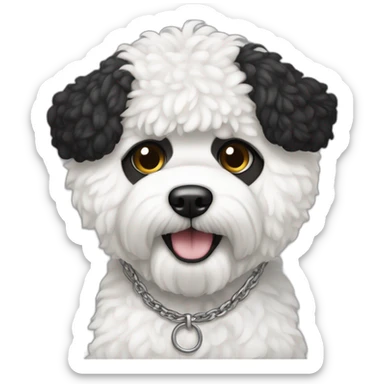 rapper-with hoop-white skin-black hair-beard-bichon dog-white-smile sticker