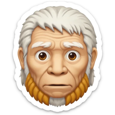 old Neanderthal with white hair emoji style sticker