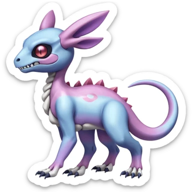 Shiny Duskull-Cubone-Salandit-Sylveon-Fakémon-hybrid-creature (full body)  sticker