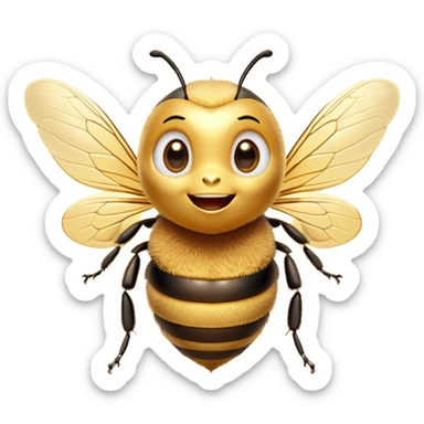 Cinematic Cheeky Bee Portrait Emoji, Head tilted dramatically with an exaggeratedly shocked expression, featuring a small, fuzzy body with wide, comically expressive eyes full of playful disbelief and animated, fluttering wings, Simplified yet hilariously expressive features, highly detailed, glowing with a slightly sassy golden glow, high shine, dramatic yet playful, stylized with an air of cheeky honey mischief, soft glowing outline, capturing the essence of a meme-worthy bee that looks ready to buzz its way into viral fame! sticker
