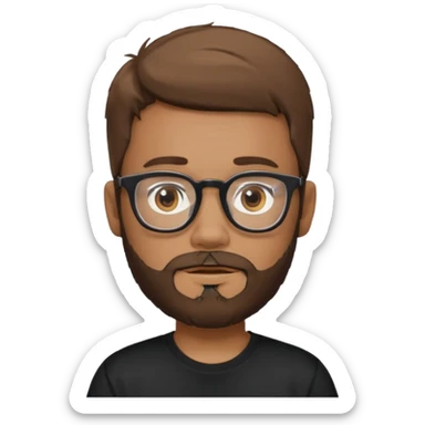 Băiat cu cioc,ochelari,ochii căprui, piele cafeniu deschis păr șaten, tricou negru  sticker