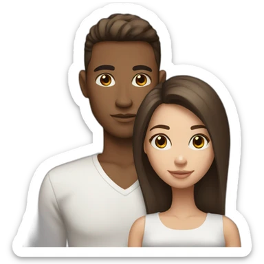Mixed race couple brown hair brown eyes white and black sticker