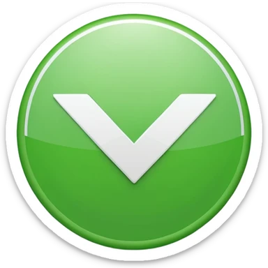 Green circular checkmark icon, white check symbol in center, glossy 3D button style, smooth surface, soft shadow, minimal design, centered composition, high resolution sticker