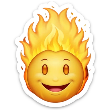 regular yellow smily emogy with the fire brain sticker