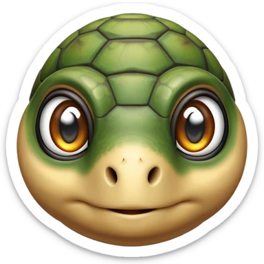 cinematic-baby tortoise-realistic--emoji,,-cute-wise-face-peering-ahead-with-calm-determination,-cute large-eyes-reflecting-centuries of wisdom, sticker