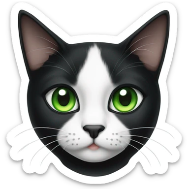 Tuxedo cat with green eyes and an attitude sticker