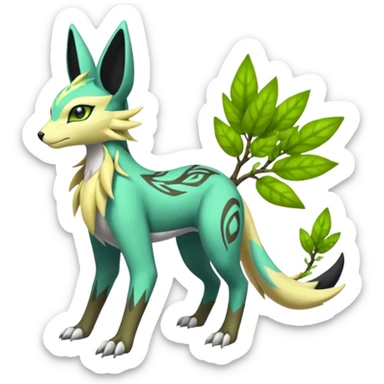  Exotic Ivy Feathery Meloetta-Zygarde-Zeraora-Renamon-Protogen-Palkia-hybrid-fusion-Fakémon-creature, full body sticker