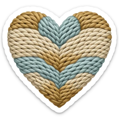 Patterned, Knitted, neutral colored heart  sticker