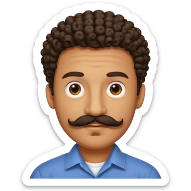 curly dark handlebar mustache sticker