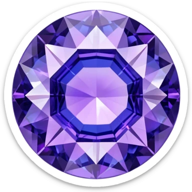 Round cut tanzanite gemstone with holographic blue-purple color shift and brilliant facets sticker