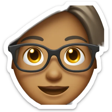 Una mujer de cabello castaño obscuro lizo con gafas sonriendo acarcagadas  sticker
