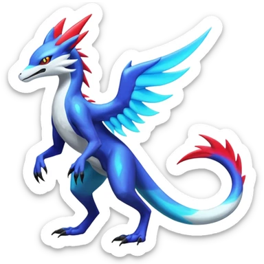 Colorful scaly flurry bioluminescent translucent neon edgy cool dark edgy Latias-Sergal-Vernid-Lombax-Renamon-Zeraora-Bastet-Fakémon-hybrid-fusion-creature, full body sticker