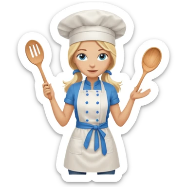 Full body 
Sexy Long Blonde hair blue eyed female chef sticker