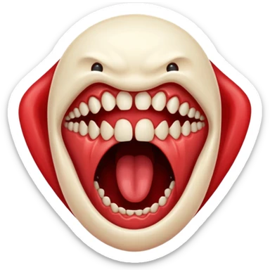 Floating screaming mouth emerging from darkness, sharp teeth, void inside sticker
