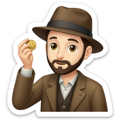 Jew finding a coin sticker