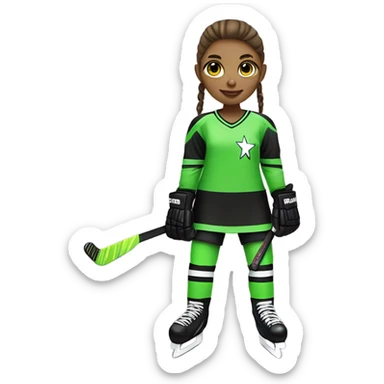 Girl Hockey player neon green gremlin on jersey sticker