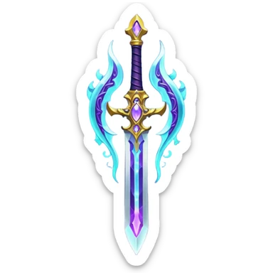 magical greatsword with a Eldritch purple powers in it sticker