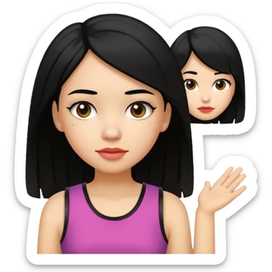 girl In Sleeveless, black hair, funky. sticker