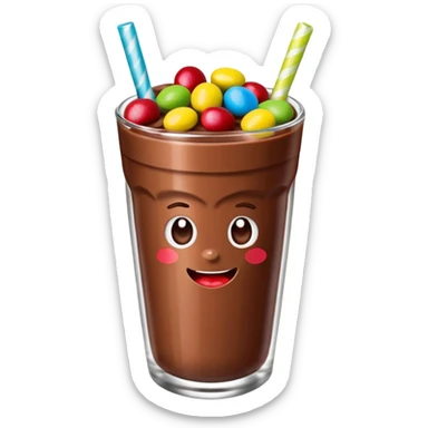 Un vaso cubierto de chocolate arriba fresas y mym sticker