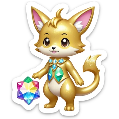 Cute Kawaii Chibi Anthro Sona Pretty Shiny Colorful Sparkly Fakemon Full Body sticker