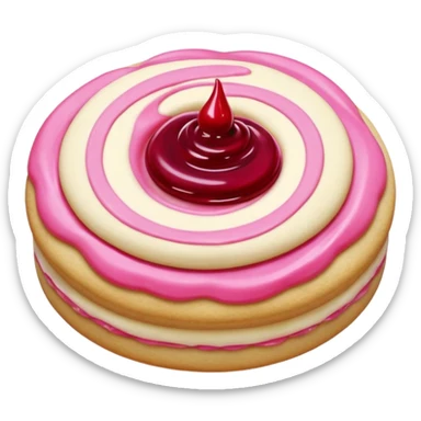 Sugar cookie with pink frosting and a dollop of jam sticker