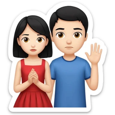 girl black hair ignore boy sticker