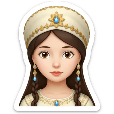 Brunette Russian girl wearing kokoshnik sticker