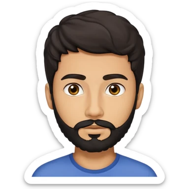young lightskin Pakistani man with black beard wavy short hair and almond shaped brown eyes and thick eyebrows sticker
