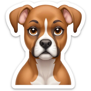 Cinematic Noble Fawn Boxer Portrait Emoji, Poised and regal, with a strong, muscular build and a sleek, well-groomed fawn coat accented by a white muzzle and chest, deep-set soulful brown eyes, Simplified yet sharp and sophisticated features, highly detailed, glowing with a soft, dignified glow, high shine, intelligent and loyal, stylized with an air of strength, focused and attentive, soft glowing outline, capturing the essence of a watchful and confident guardian, so majestic it feels as though it could step out of the screen with effortless authority! sticker