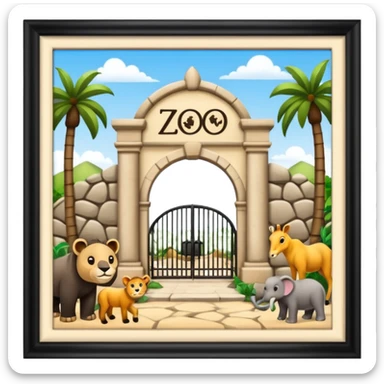entrada de un zoo y que vean animales  sin ninguna persona  sticker