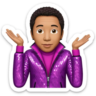 Smokey Robinson with dark brown hair, magenta sequin outfit  sticker