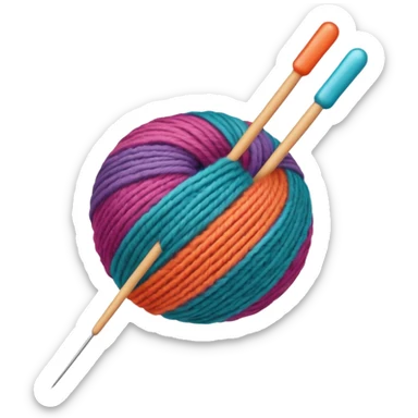 ball of wool with a knitting needle through it sticker