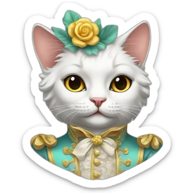 Fancy rococo cat sticker