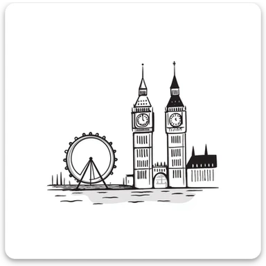 London cityscape with Big Ben and London Eye sticker