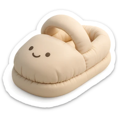 single fluffy slipper with a cute face, cushion style sticker