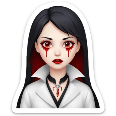 Women Vampire withwhite coat dress and eyes should be red with blood sticker